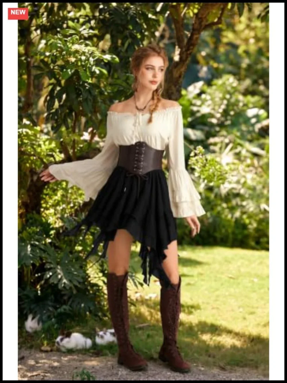 Women's Tiered Ruffle Skort with Built-in Shorts, High Waist Elastic,